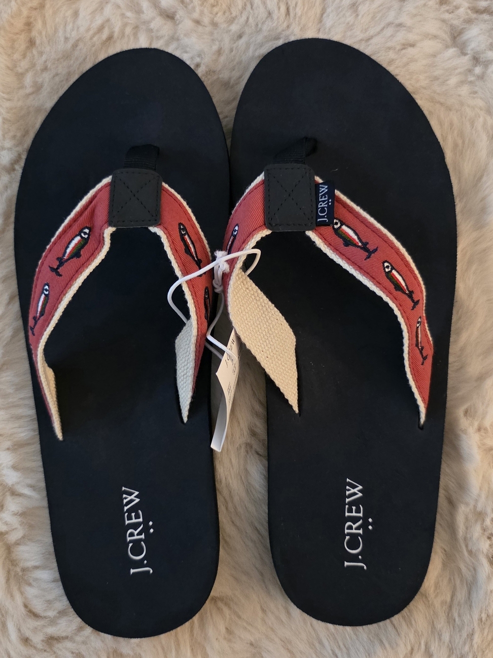J. Crew Black and Red Canvas Strap Sandals